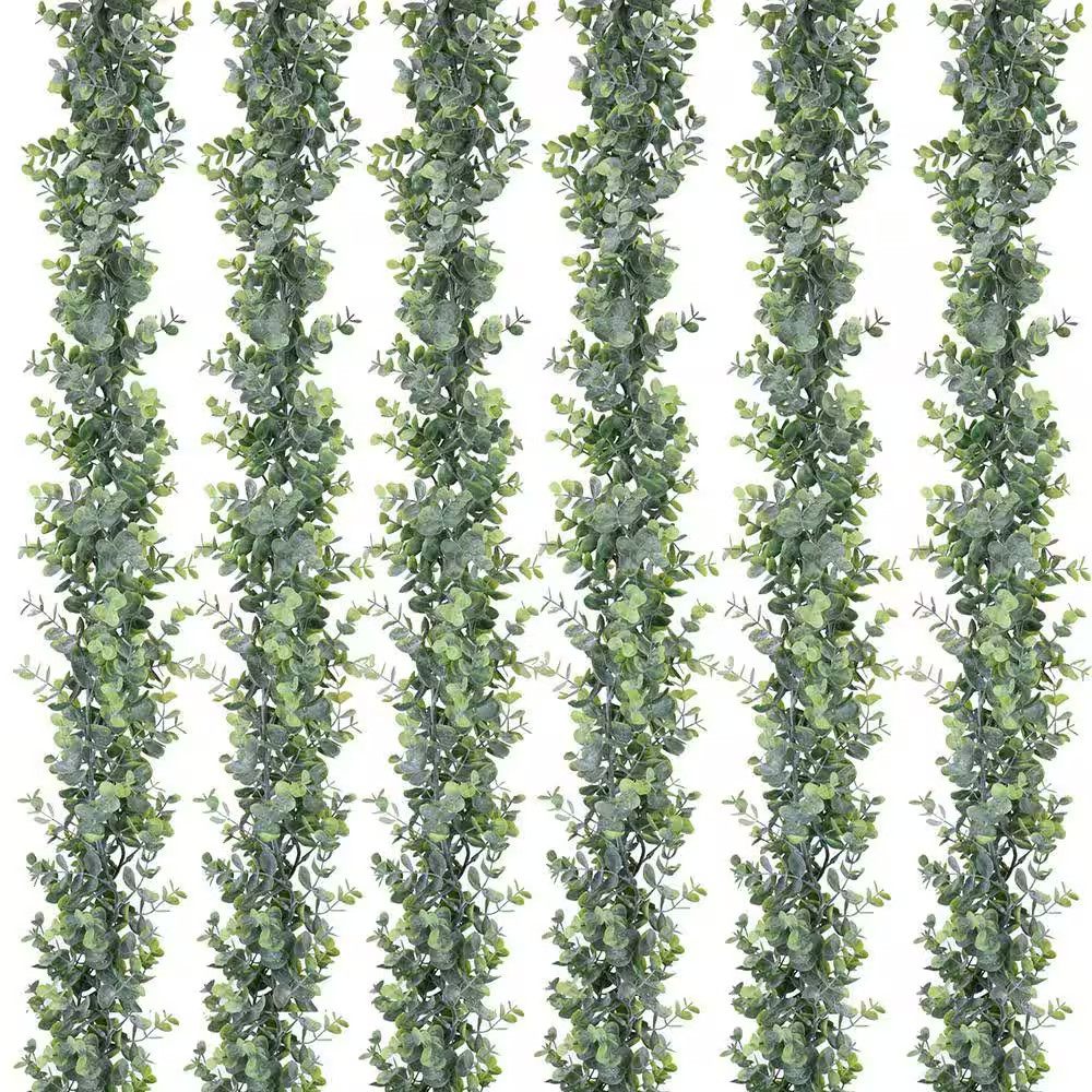 72 In. Green Artificial Vines Hanging Eucalyptus Leaves Garland for Wedding Back
