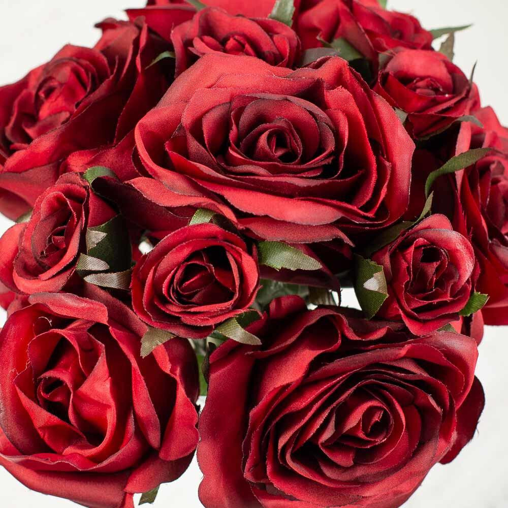 12″ Tall Deep Red Artificial Rose Nosegay Bouquet