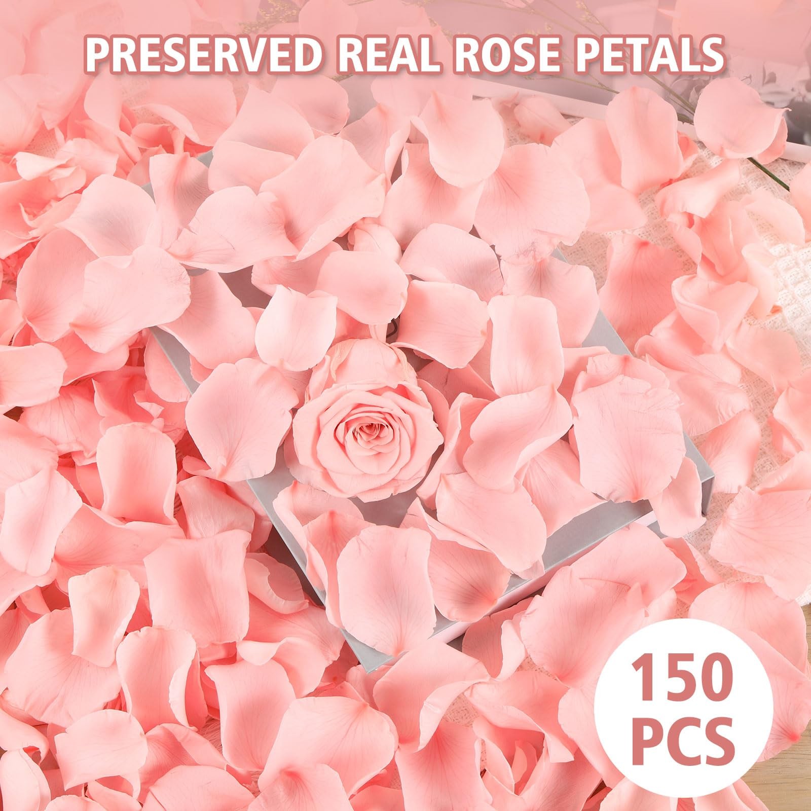 Dried Real Rose Petals 1.4 oz Pink Preserved Flower Confetti Wedding Decor
