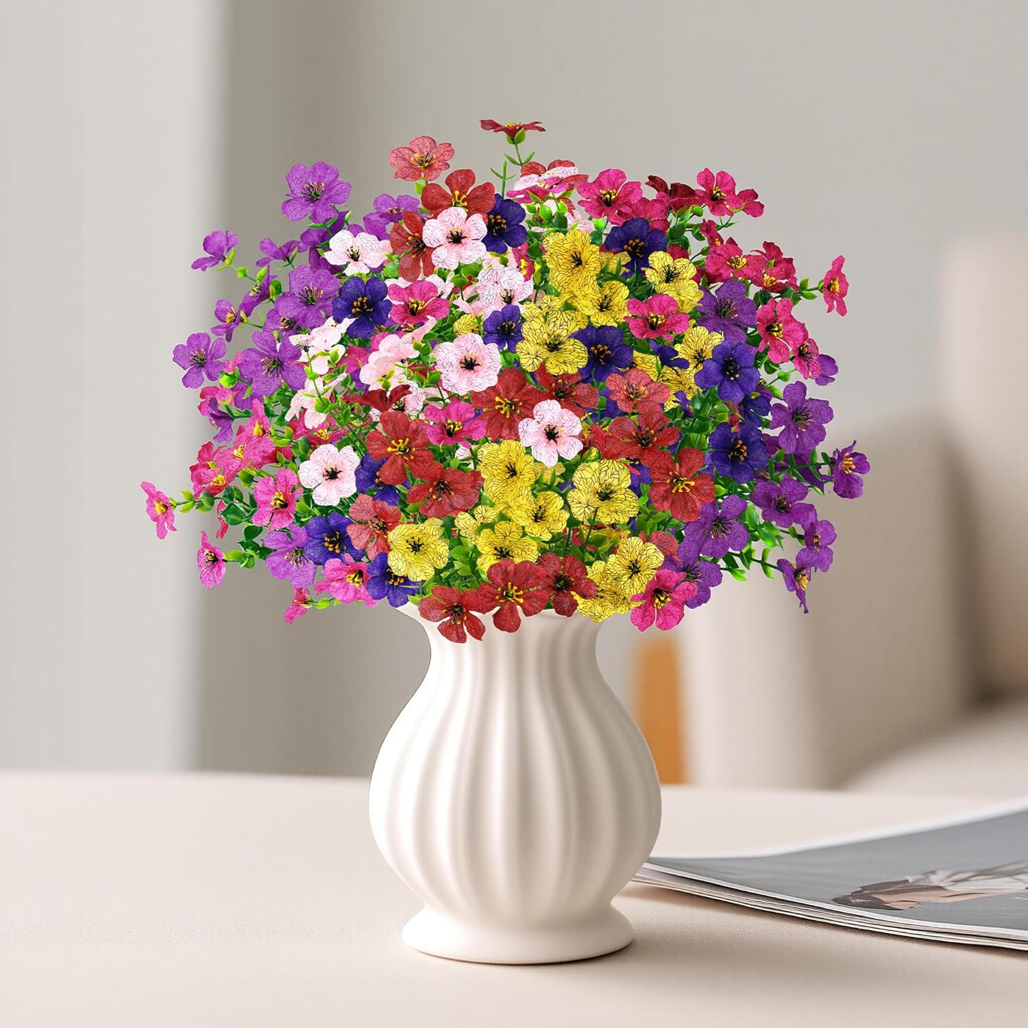 Artificial Faux Flowers Plants for Outdoors outside Spring Summer Decoration,12