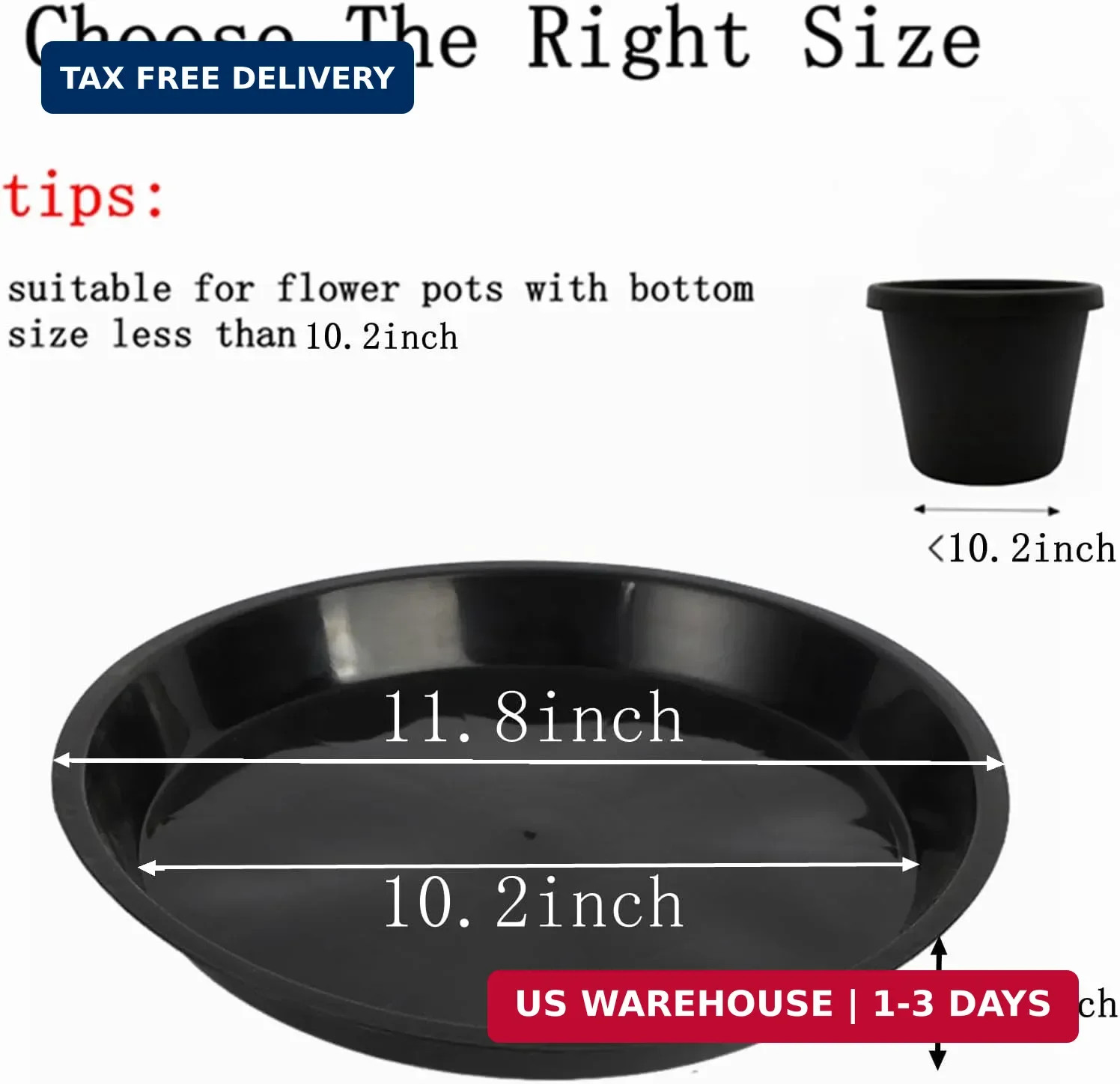 6 Pack Plant Saucer 12 Inch Plastic Plant Tray, Sturdy and Durable Flower Pot Co