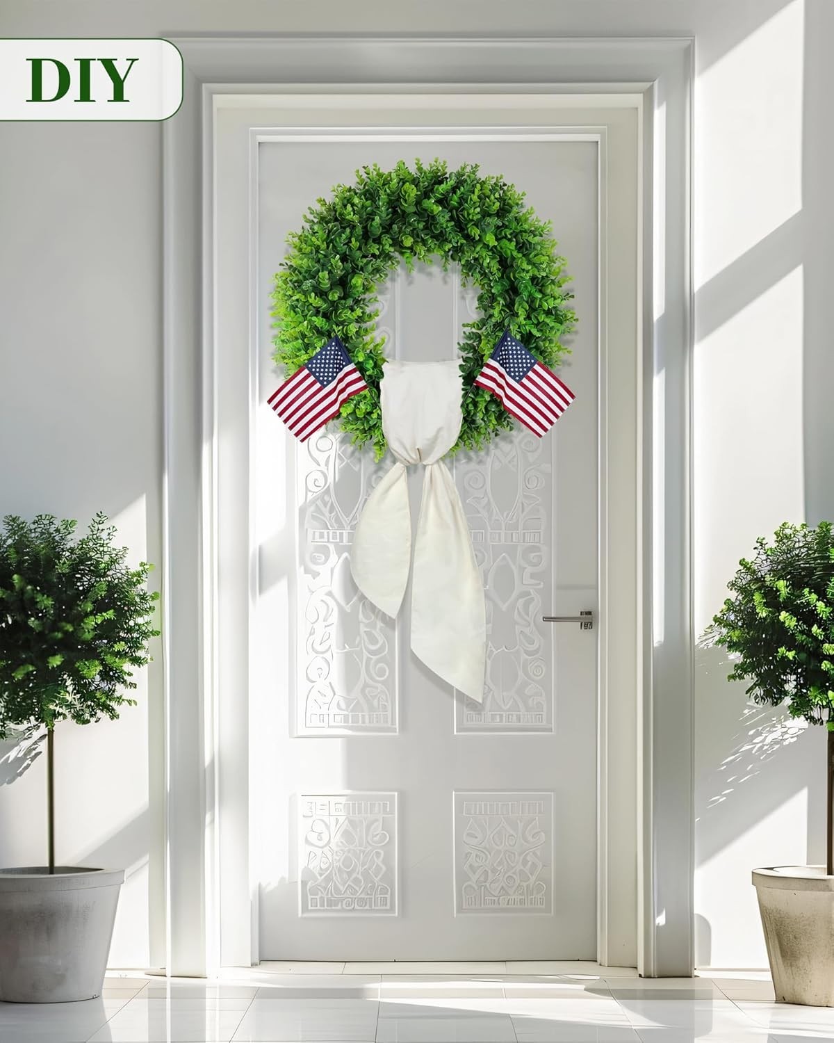 20” Boxwood Wreath for Front Door Farmhouse Decor