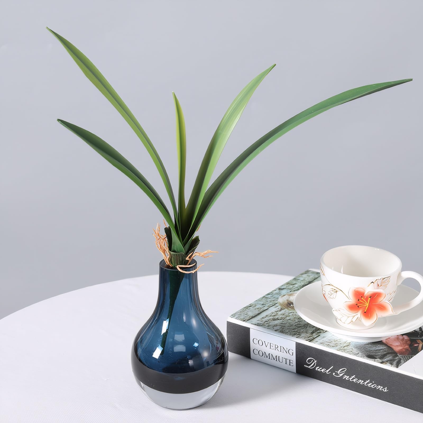 3 PCS 17 Inch Artificial Cymbidium Clivia Faux Orchid Leaves Green Plants