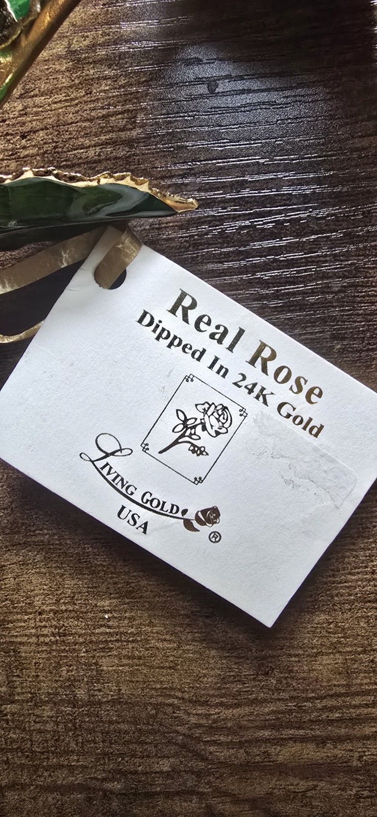 NWT Living Gold dipped Real Rose Flower 24K With Certificate Of Authenticity