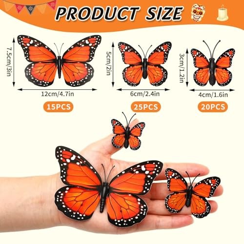 Monarch Butterfly Decorations, 60 Pcs 3D Artificial Monarch Butterfly Style