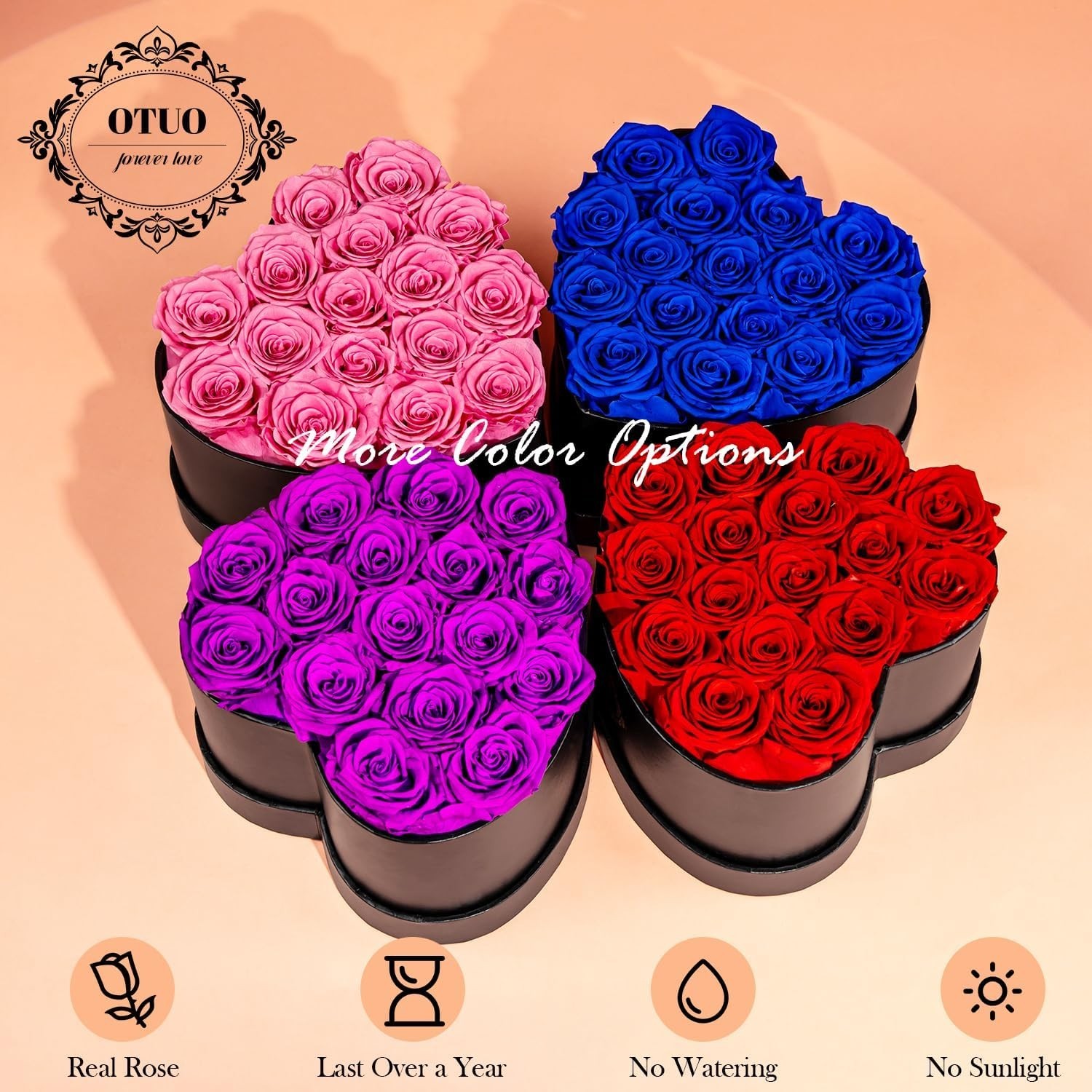 16 Preserved Roses in Heart-Shaped Box, Flowers for Delivery Prime Last up 2 …