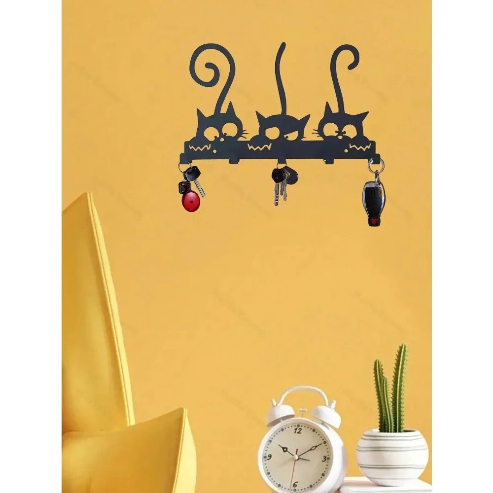 Black Cat-Themed Metal Wall Hook – Durable Home Office Decor Personalized Gift