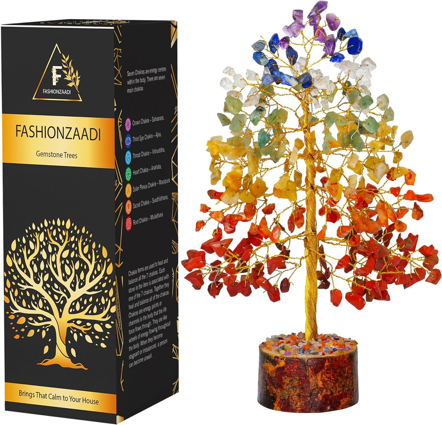 7 Chakra Crystal Tree For Positive Energy – Birthday Seven Golden Wire