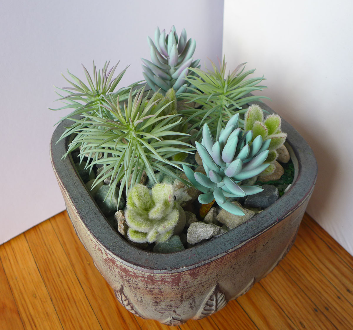 8 Pcs Artificial Mini Pine tree Flocking Grass Plants Succulents Grass (Gray)