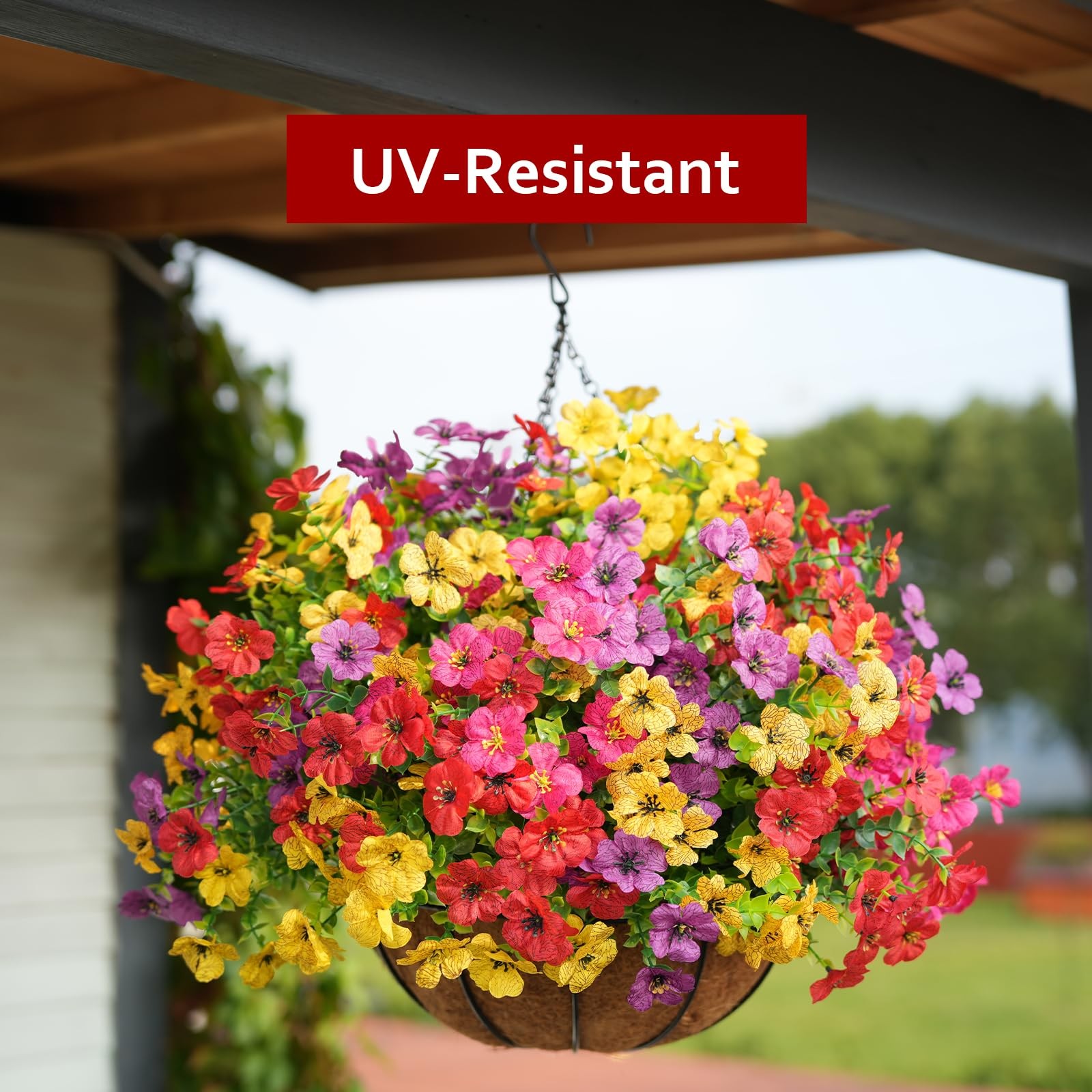 2 Set Artificial Flowers Faux Hanging Plants Basket for Spring Summer Outdoor…