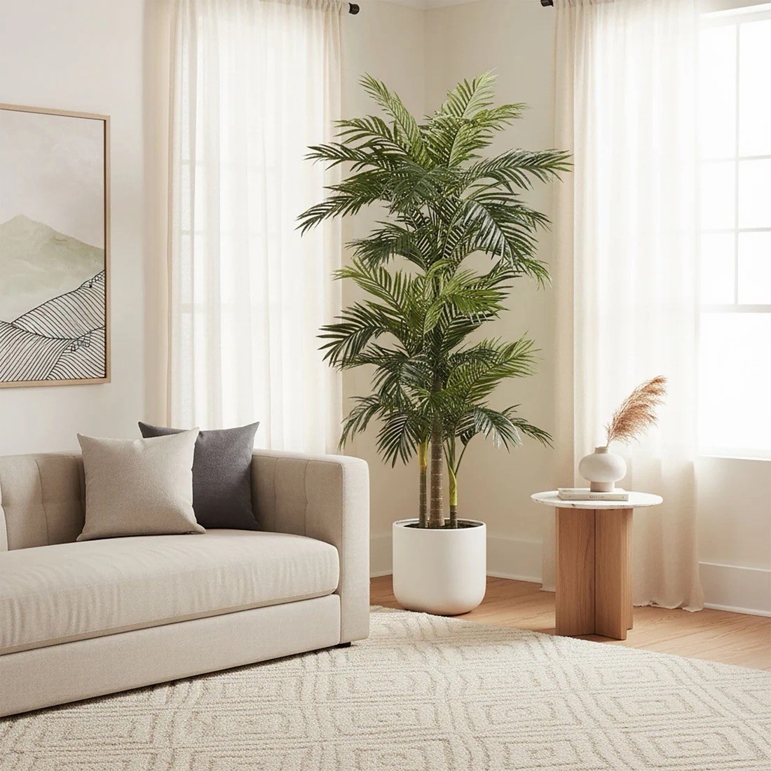 6.5’ Artificial Golden Cane Palm Tree Tropical Houseplant Decor