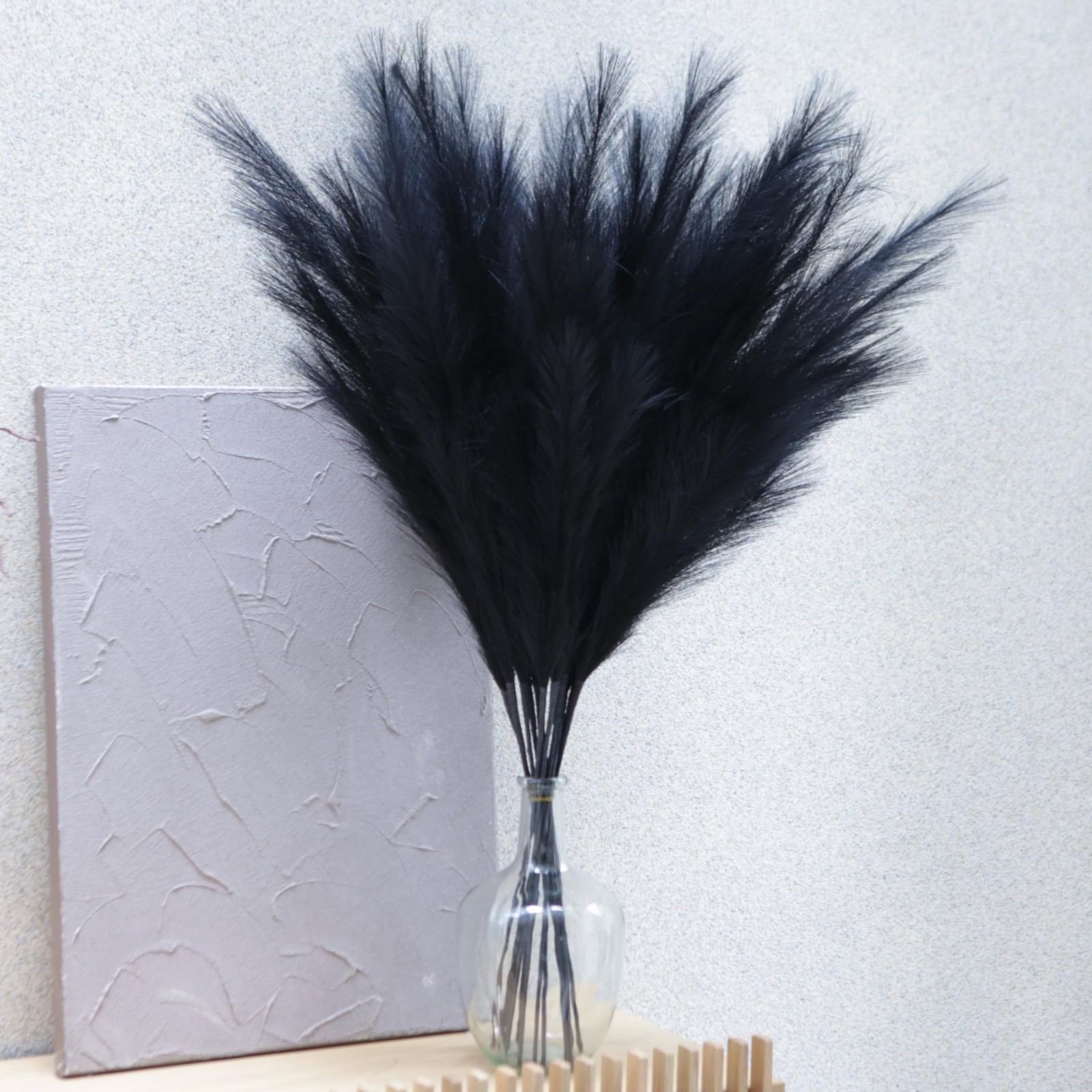 Faux Pampas Grass Tall, 9 PCS 43”/ 110 cm Large Black Pampas Grass Decor, Fa…