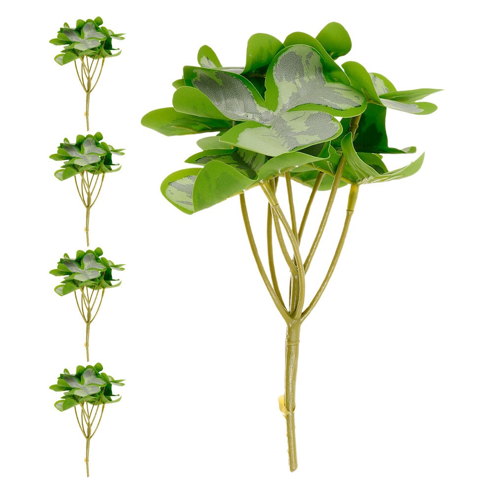 5 Pcs Artificial Shamrock Picks Lifelike Green Plant Stems Home Office Decor