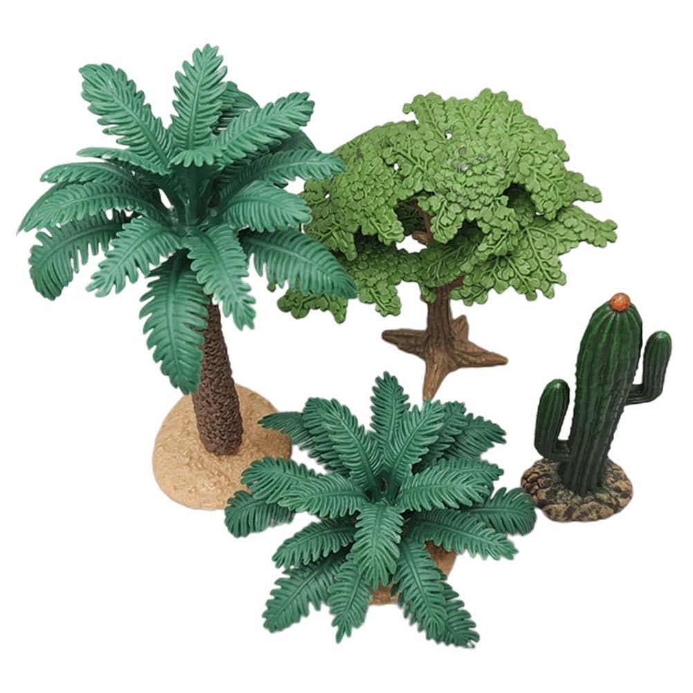4Pcs Mini Palm Trees and Cactus Artificial Plant Decor Set for DIY Craft Scen…