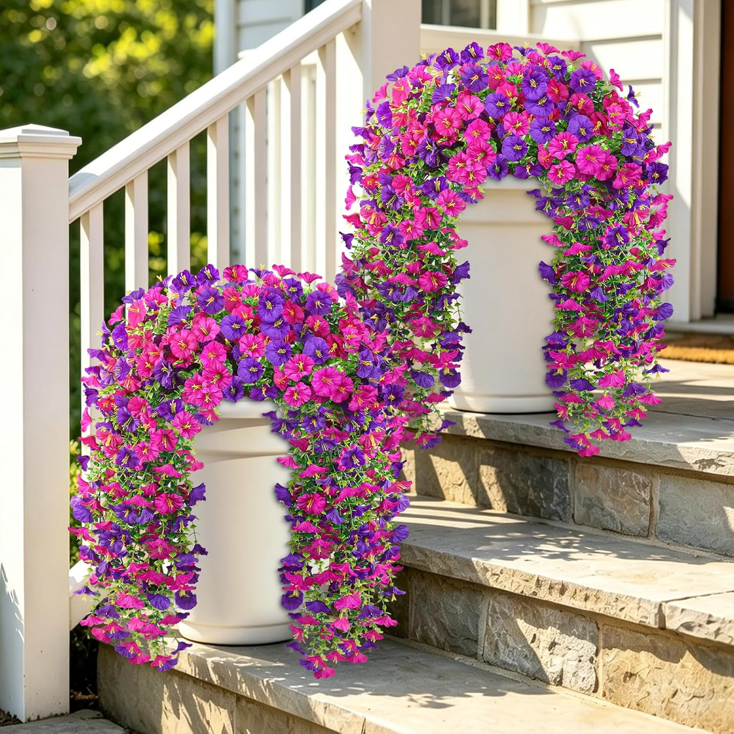 Artificial Flowers for Outdoors, 6-Pack 420 Blooms UV Resistant Hanging Morning