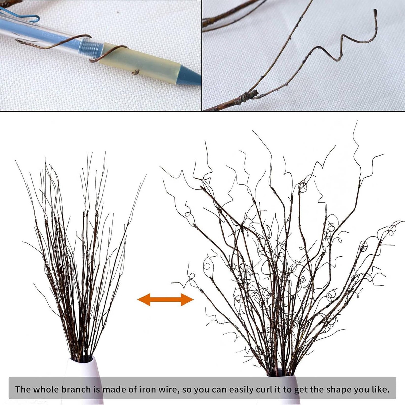 8PCS Artificial Curly Twigs Willow Branches Stems for Vase, 43.3inch Lifelike…