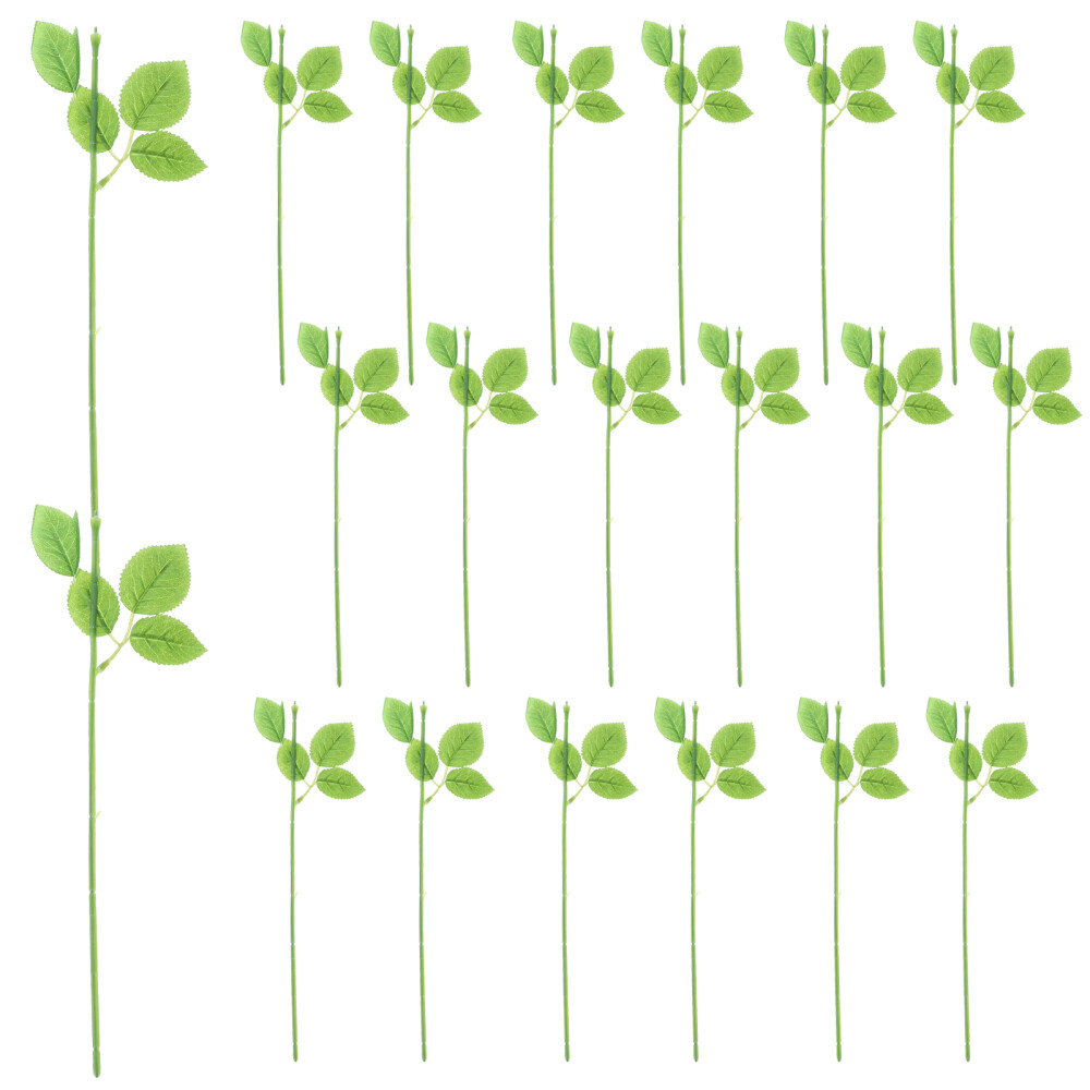 30pcs Flower Stem Rose Stem Leaves Artificial Rose Leaves Stems