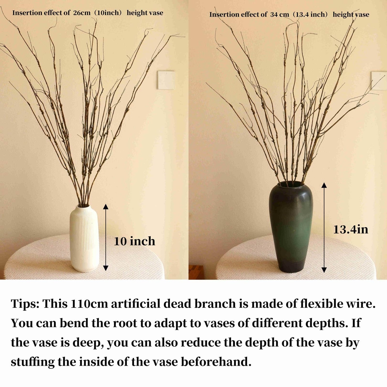8PCS Artificial Curly Twigs Willow Branches Stems for Vase, 43.3inch Lifelike…