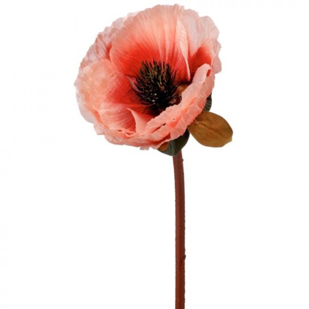 Coral Couture Poppy Stem Artificial Flower