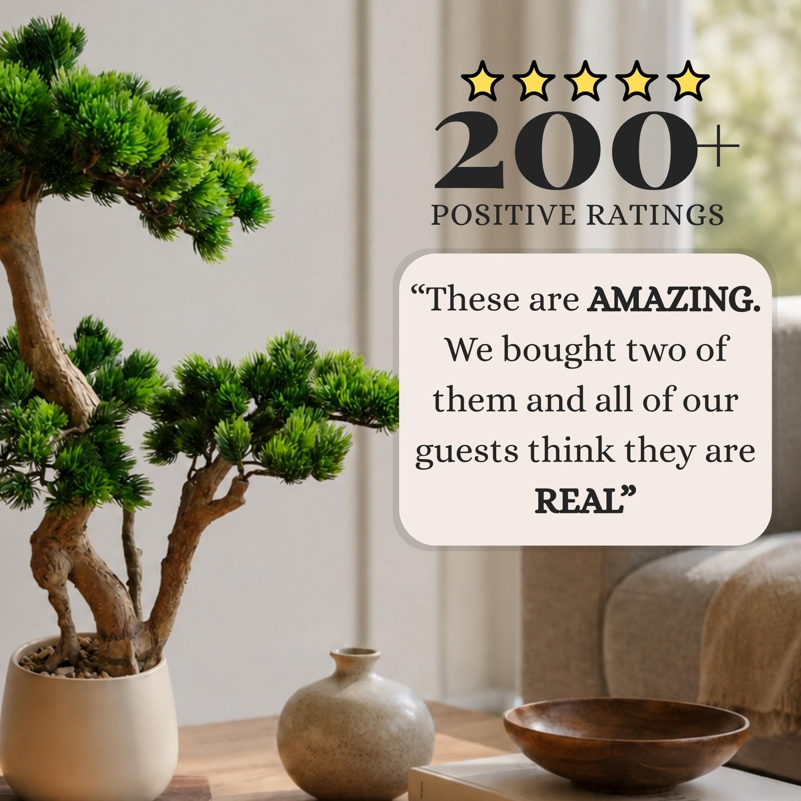 Artificial Bonsai Tree 26″ Tall with Realistic Wood and Ceramic Pot, Fake Pla…