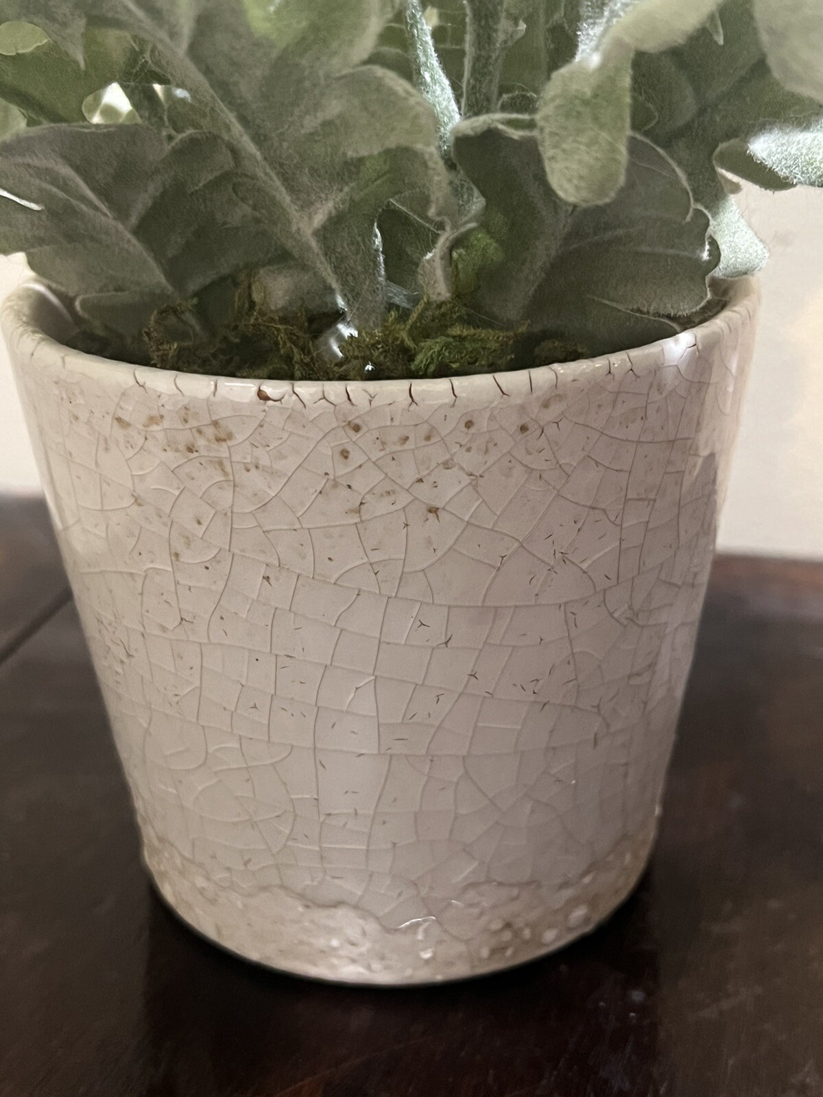 French Provence Style Leafy Potted Faux Rustic Crackle Glaze Ceramic Planter