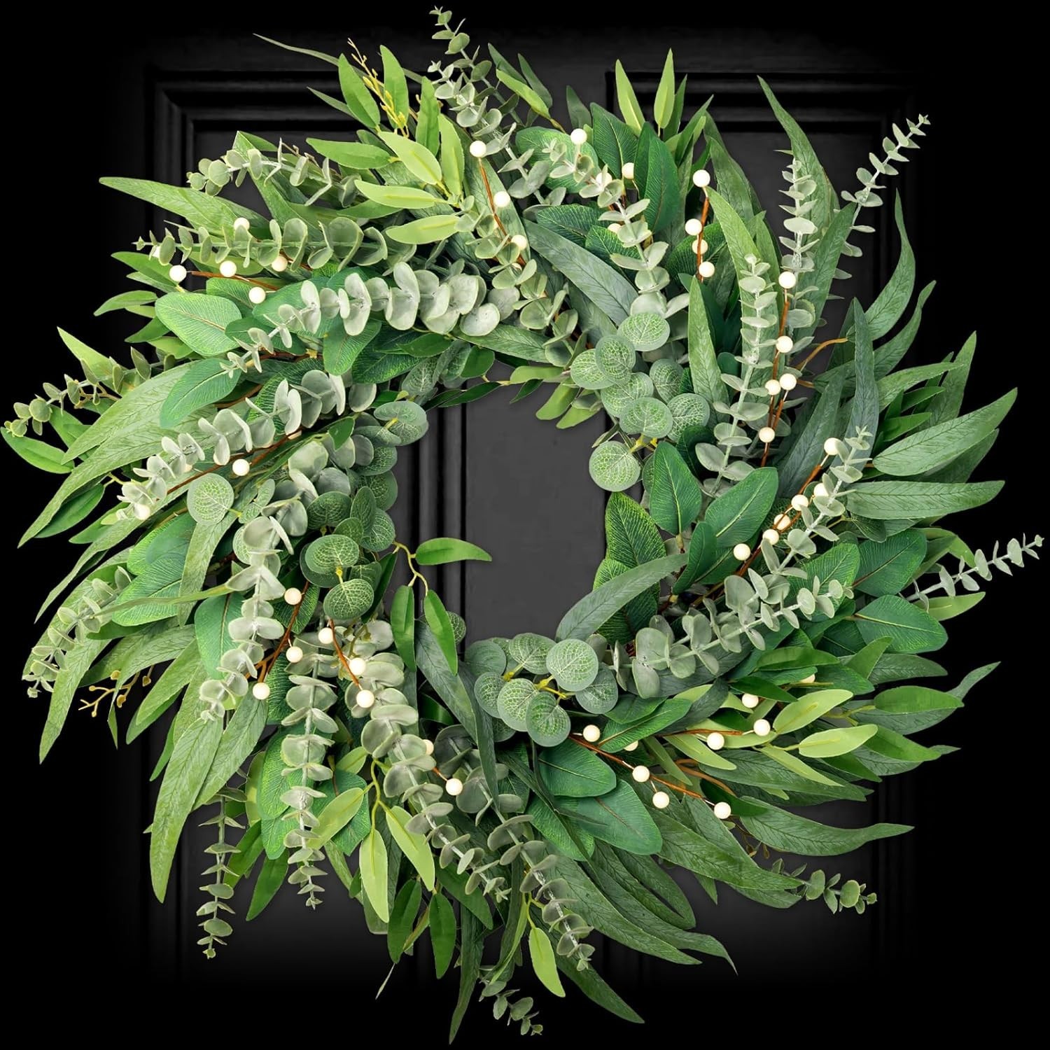 Farmhouse Style 22″ Green Eucalyptus Wreath – Perfect Gift for All Occasions
