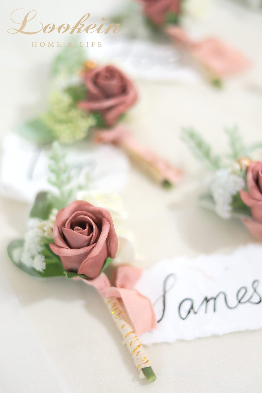 Dusty Rose Wedding Boutonniere For Men Set Of 6 Artificial Rose Boutonniere For