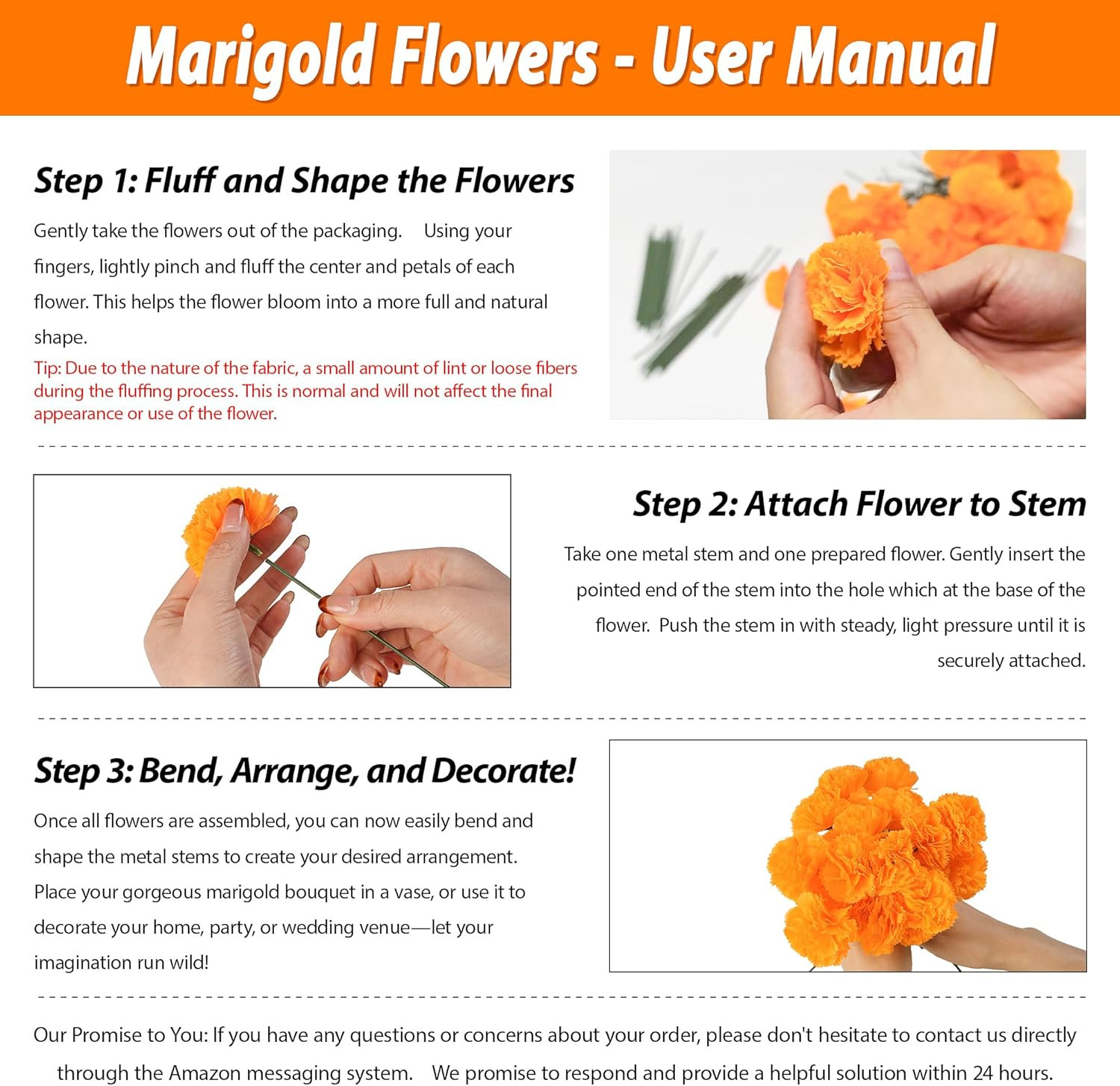 80 Pcs Artificial Marigold Flowers,2″ Silk Marigold Flower Heads with Stems,Oran