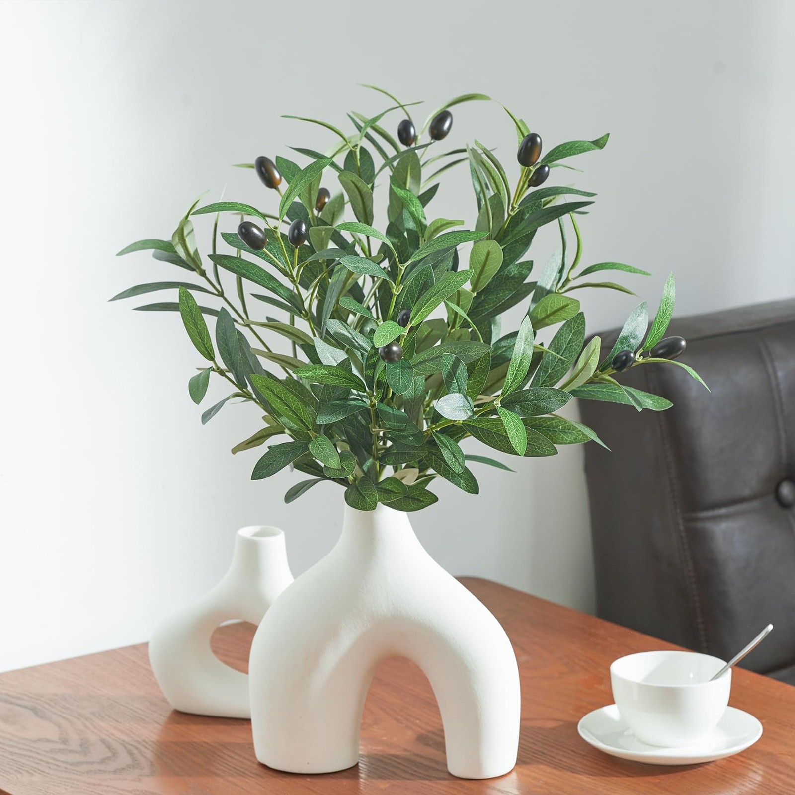 5 PCS 18 Inch Olive Tree Branches Greenery Stems Artificial Plants Faux Olive…