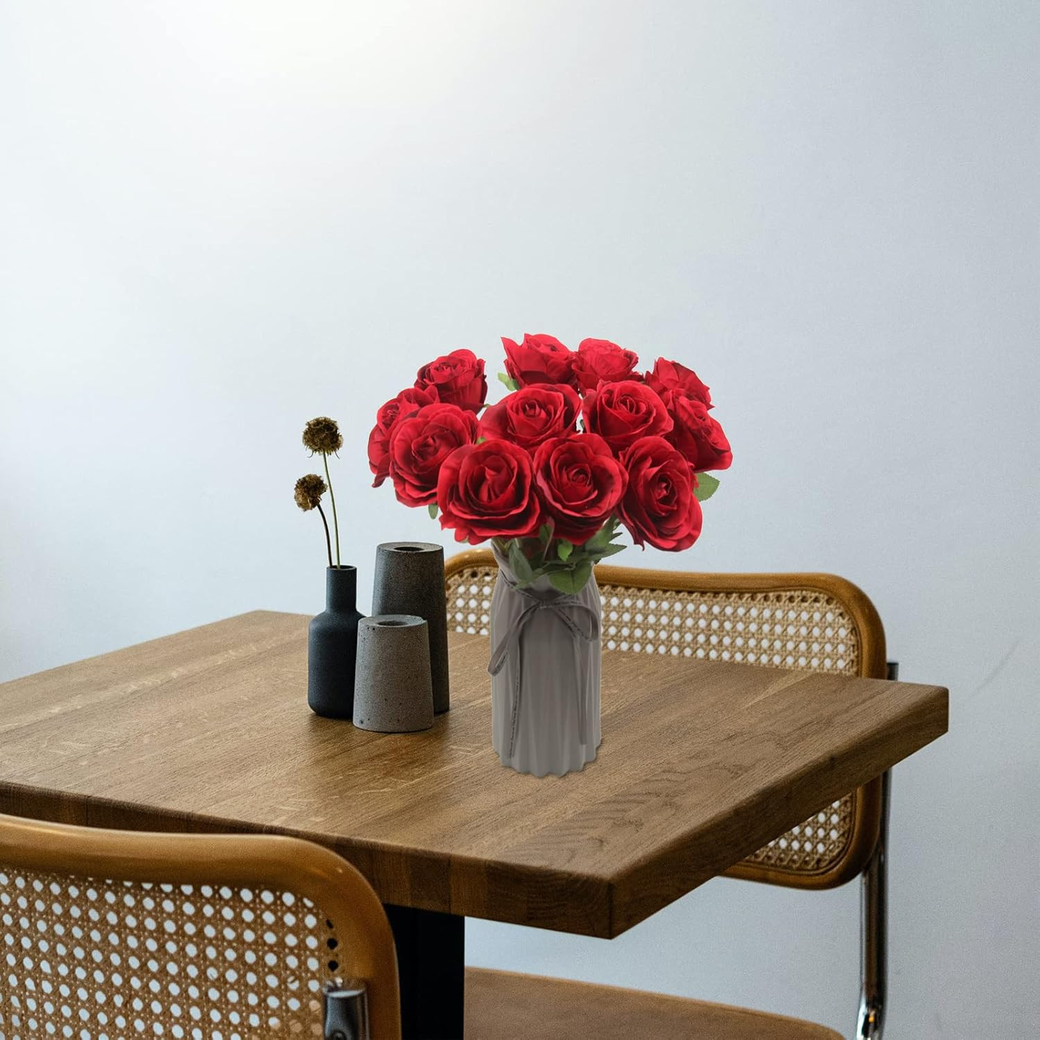 Artificial Roses Flowers for Flower Arrangement, 12 Pcs Silk Red Rose Bouquet fo