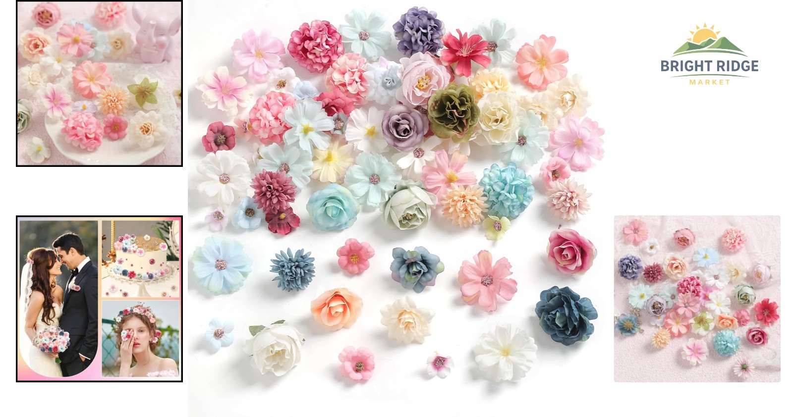 Assorted Mini Faux Flowers for Crafts, Garland, and Floral Arrangements