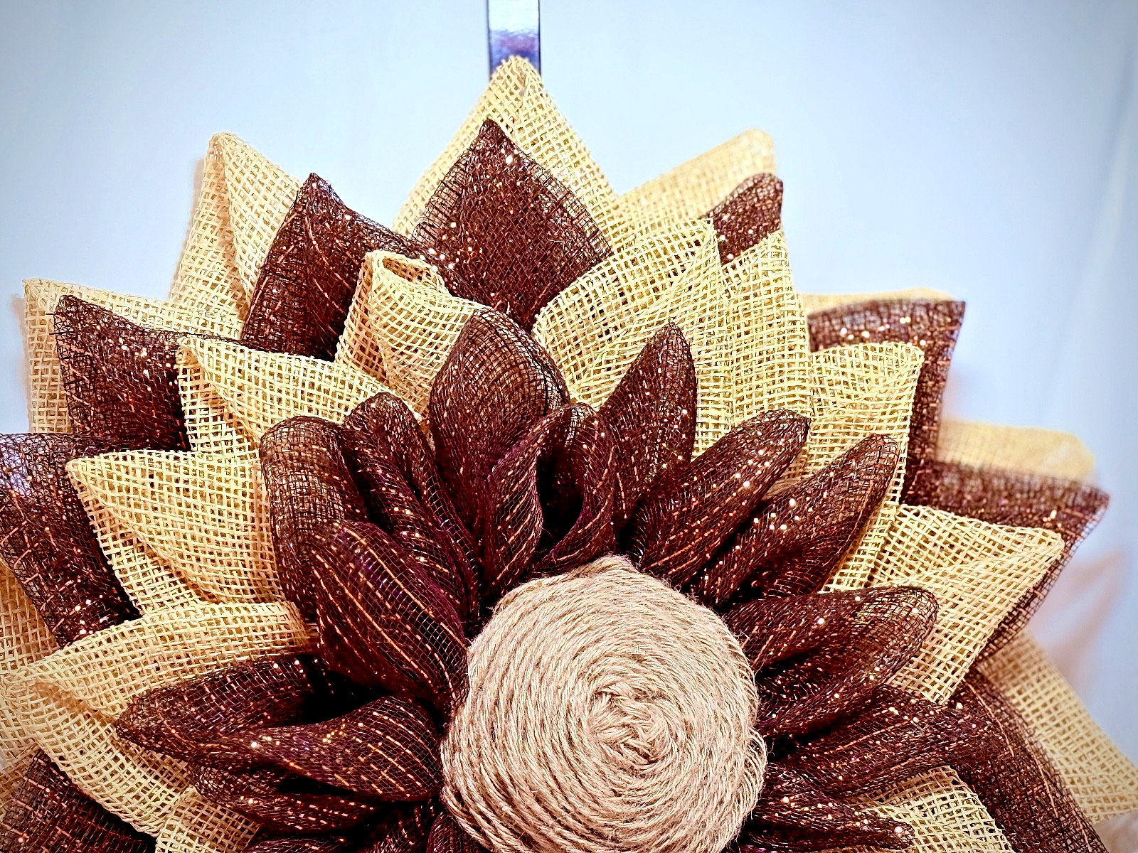 Farmhouse Burlap Sunflower Wreath – Handmade Rustic Sunflower – Fall Wreath