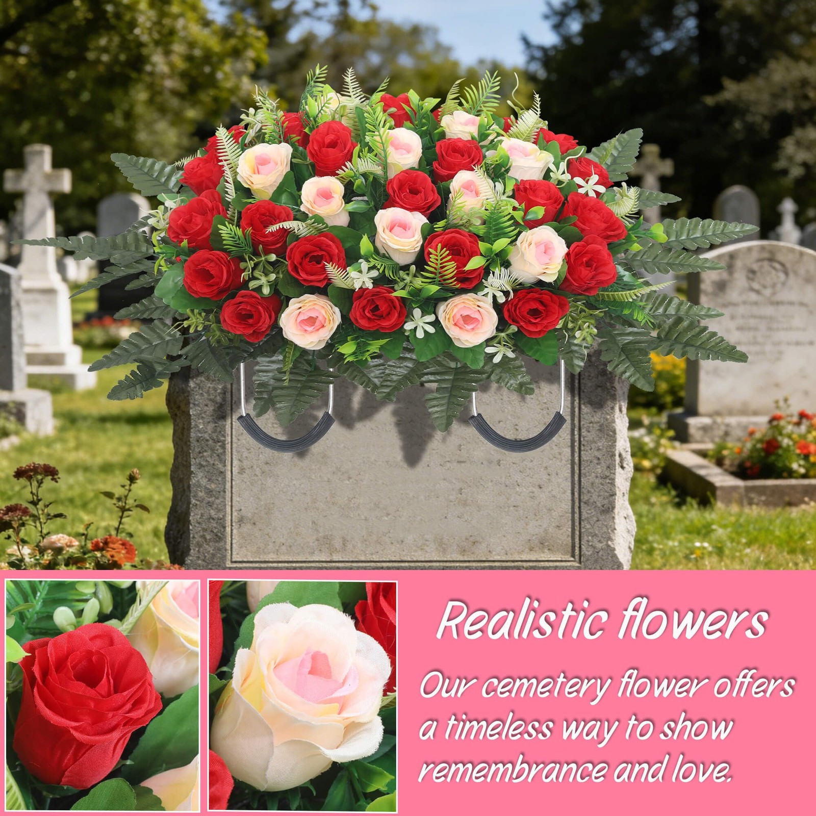 Artificial Cemetery Flower Saddles Cemetery Flowers for Grave Memorial Grave …