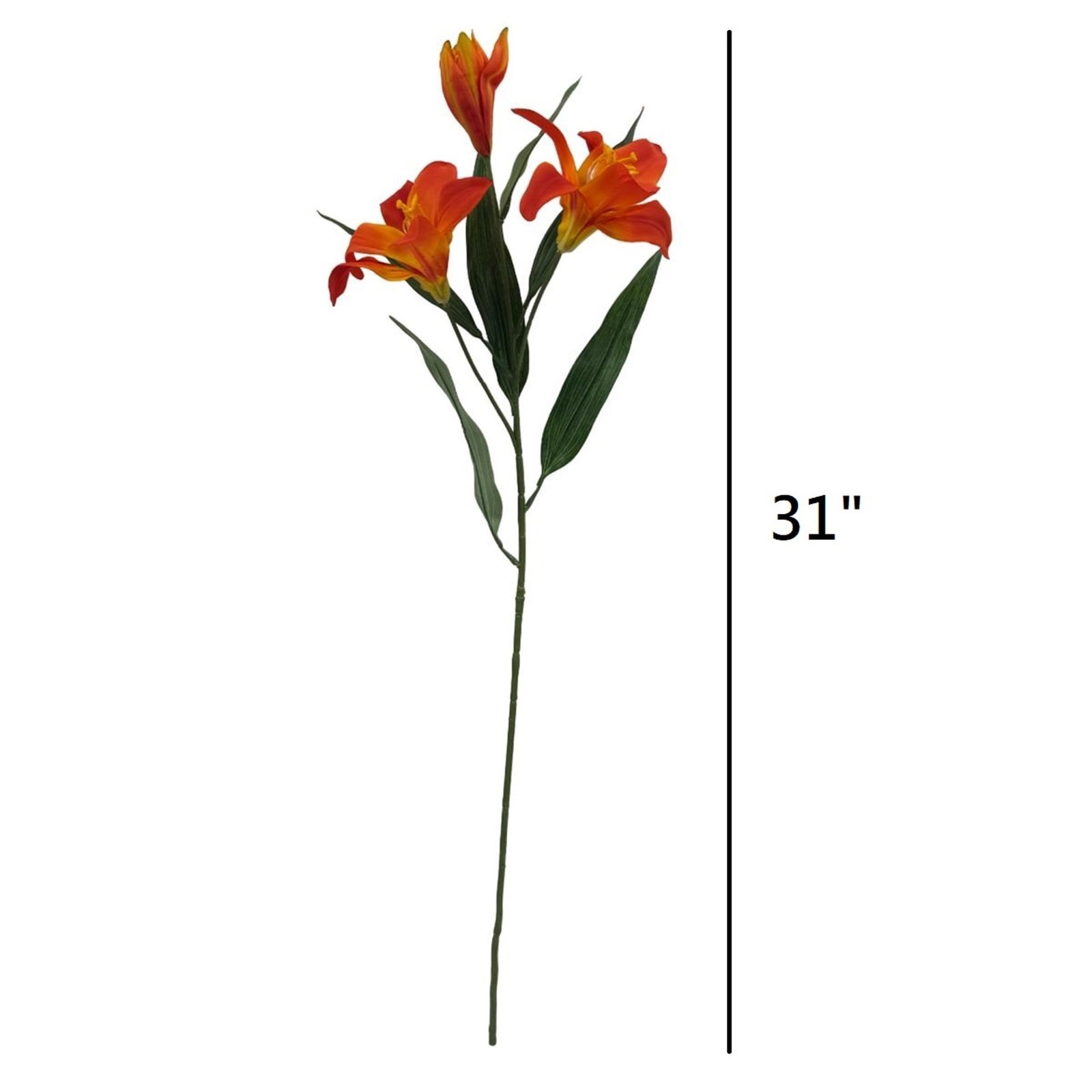 2 Pack 31″ Artificial Orange Tiger Lily Flower Stem Indoor Decoration