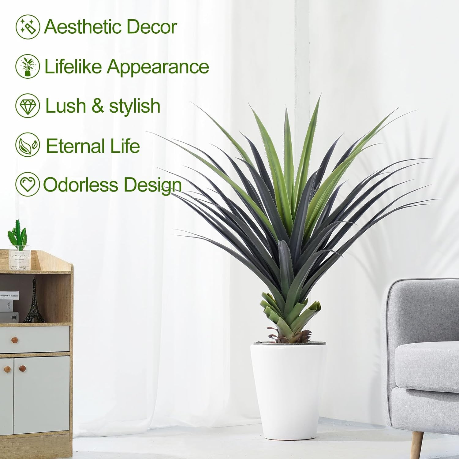 4Ft Faux Spiked Agave Plant – Perfect Indoor/Outdoor Decor for Home & Office
