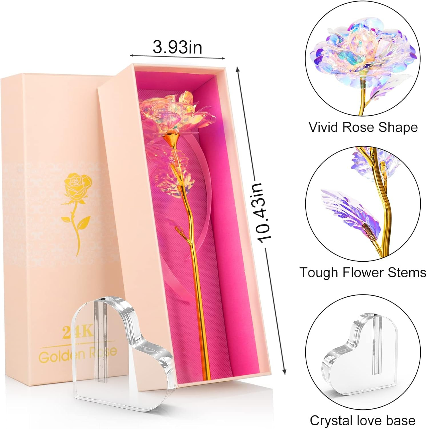 Valentines Day Rose Gifts for Her, Birthday Gifts for Women Mom Galaxy Rose Glas