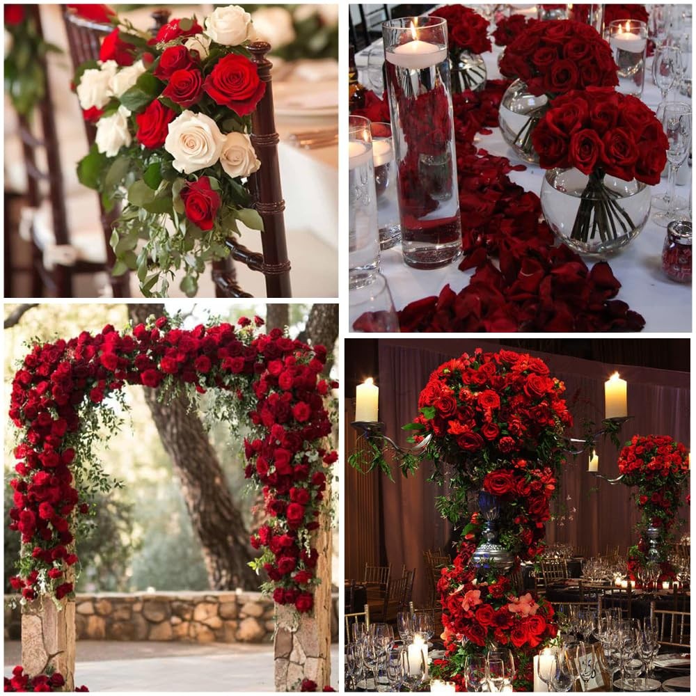 12PCS Artificial Roses Realistic Velvet Silk Flowers Long Stem Faux Flowers B…