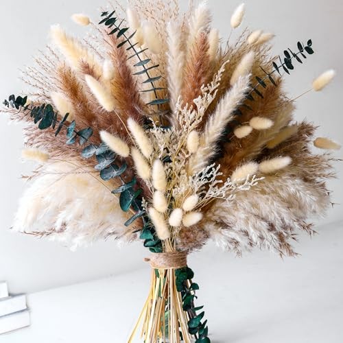 Dried Flower Bouquet – Pampas Grass, Bunny Tails, Olive Green Eucalyptus & A