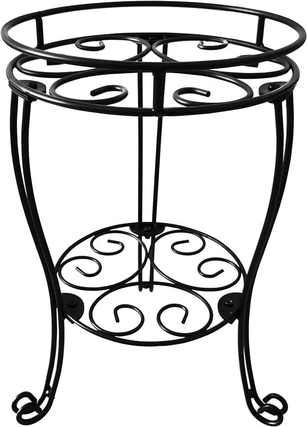 Heavy Duty Metal Plant Stand 11.8″ Indoor Outdoor Flower Pot Rack Black 18.9″