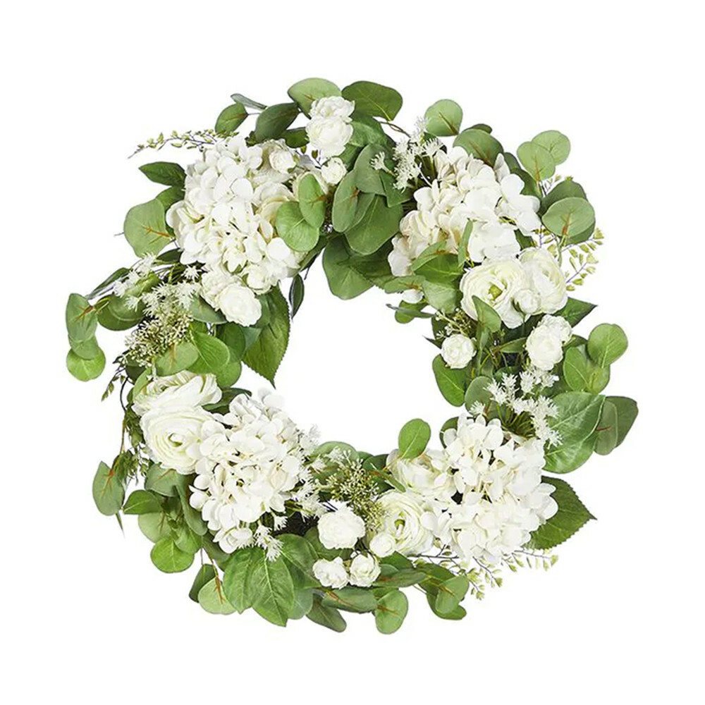 24″ Spring Botanical Artificial Hydrangea Ranunculus Wreath Silk Floral