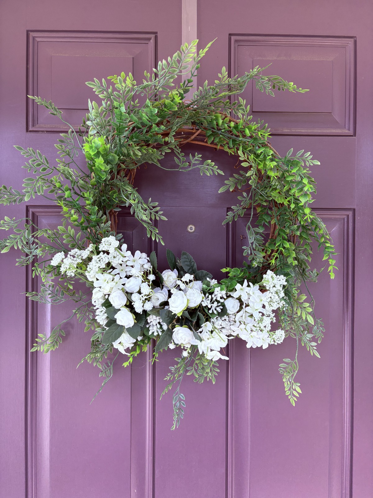 Spring, Summer or Any Occasion Handcrafted Faux / Plastic White flowers Wreath