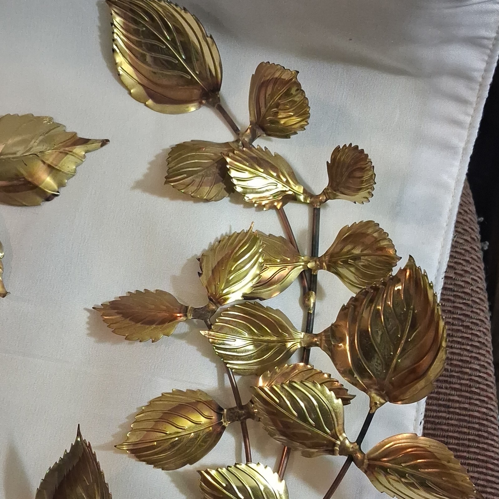 Vintage Brass And Copper Leaf Wall Sculptures. Mid Century Modern Decor