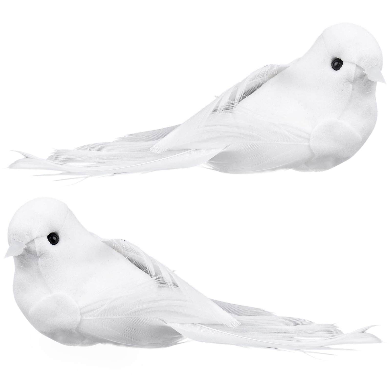2 PCS Artificial Simulation Foam Feathered White Dove Bird Decor Ornament