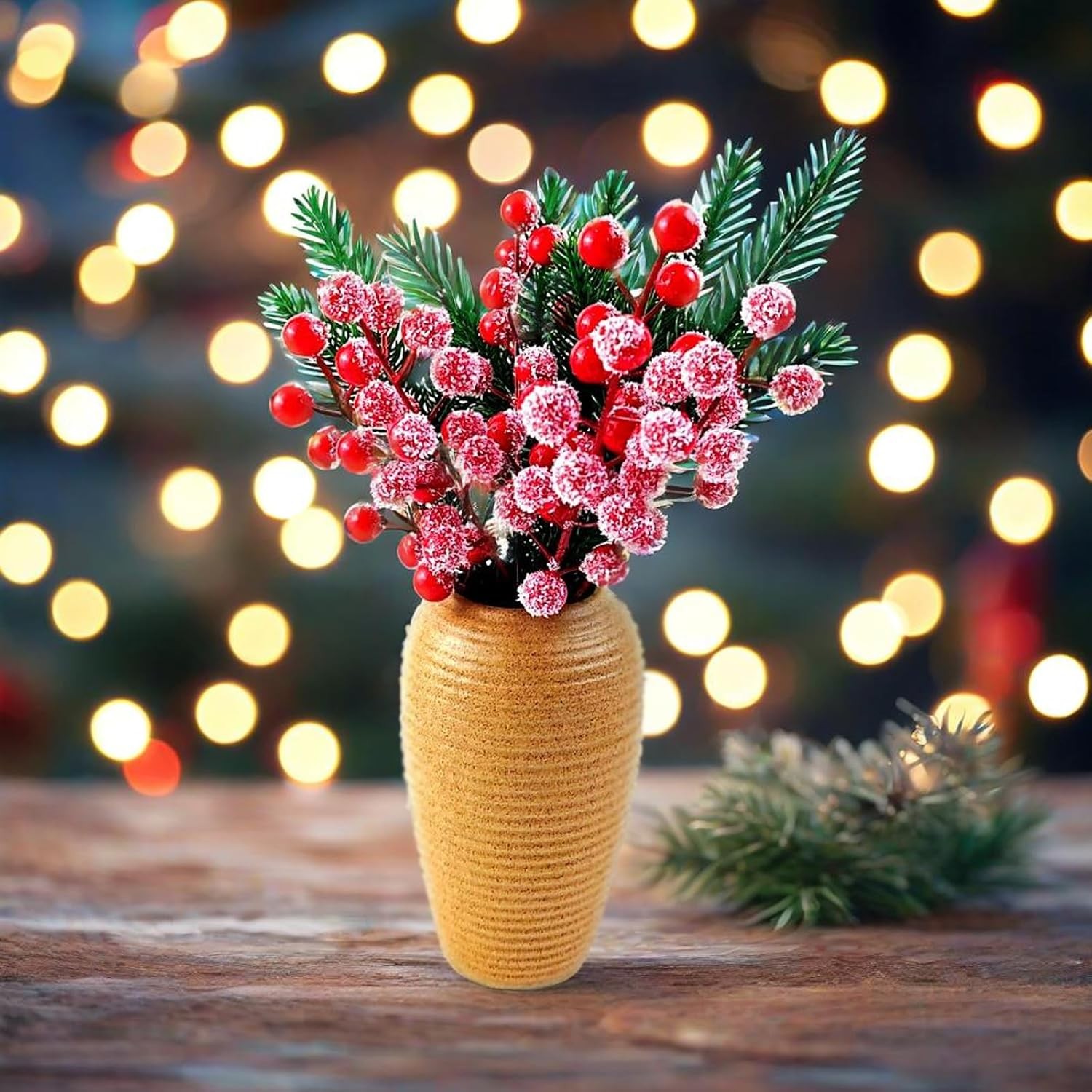 Artificial Holly Berry Stems for Holiday Decor
