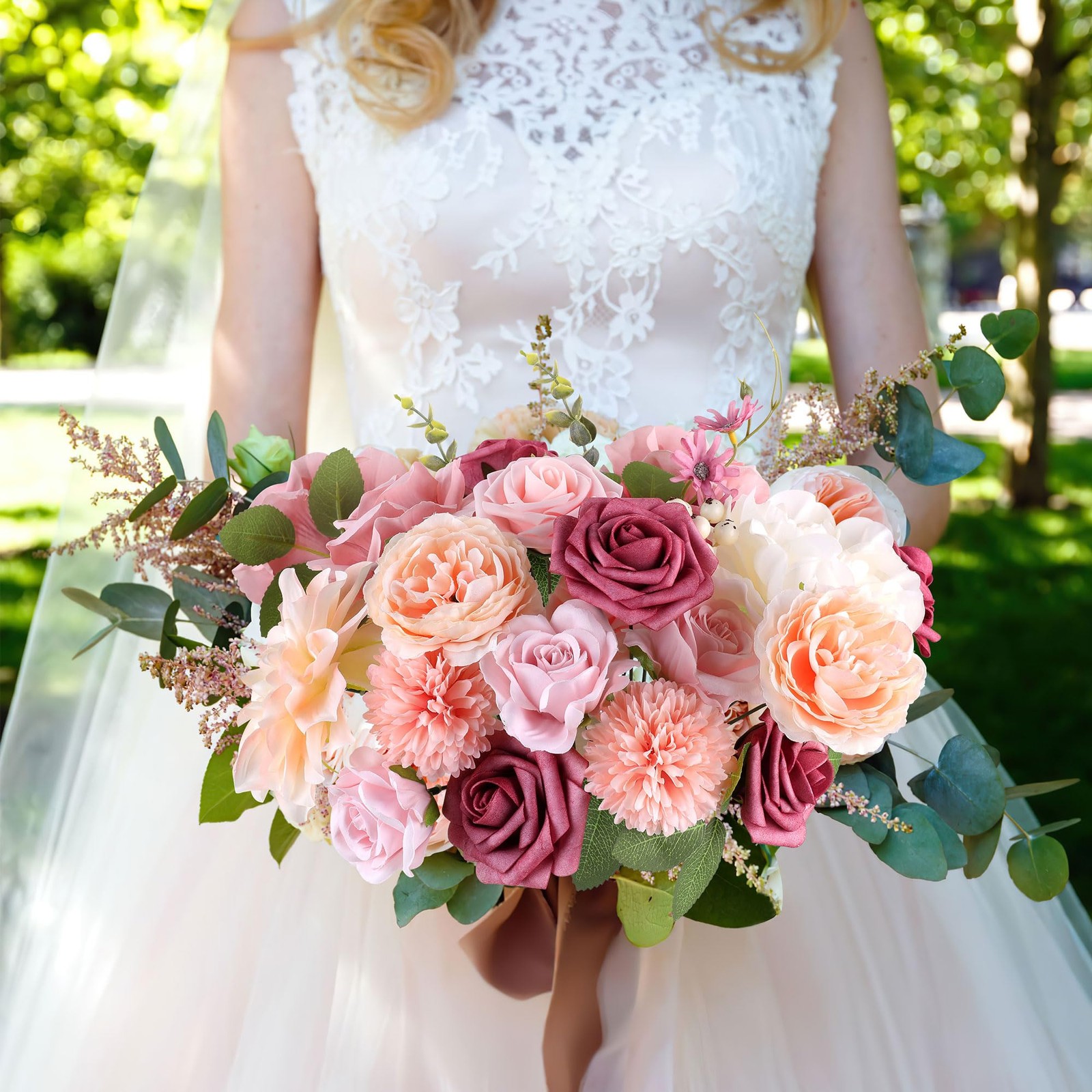 AGIRL Rose Artificial Flowers Combo Fake Flowers Pink Roses Silk Flowers with…