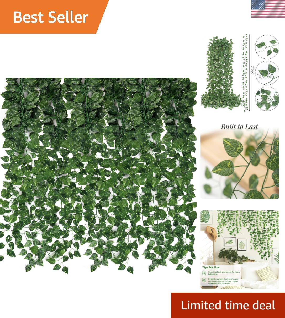 Fake Vines for Room Decor 24 Pack 168ft Artificial Ivy Greenery Garland for B…