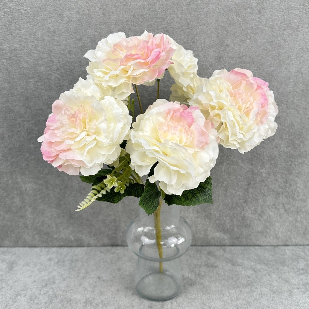 7 Artificial Peony Flowers White Black Red Blue Green Light Purple Deep Pink