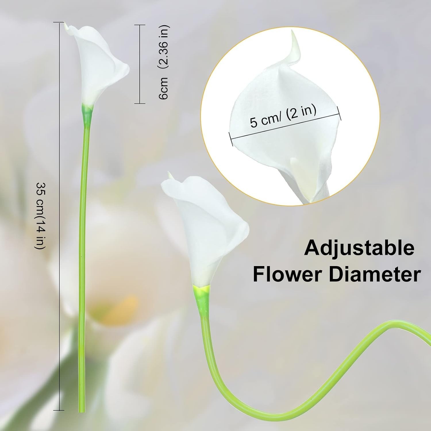 60 Pack Realistic Silk Calla Lily Flowers