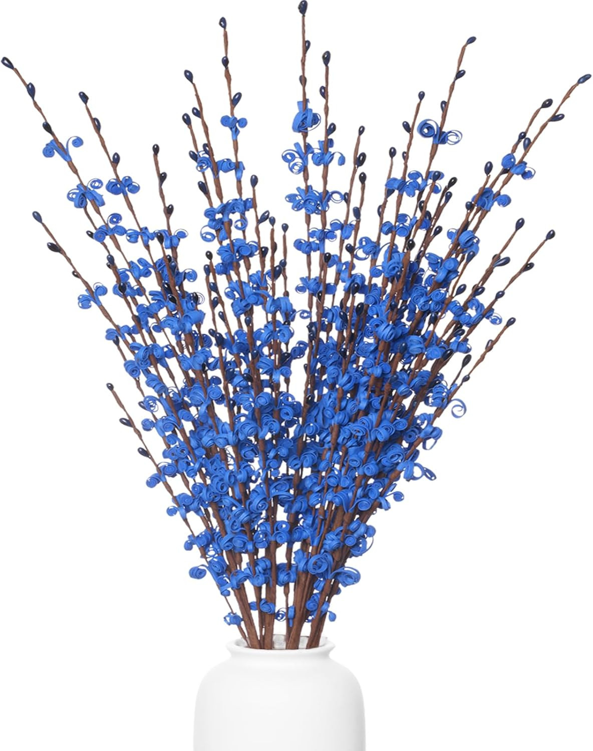 5Pcs Jasmine Blue Flowers Artificial, 29.5″/75cm Long Stem Patriotic Flower with