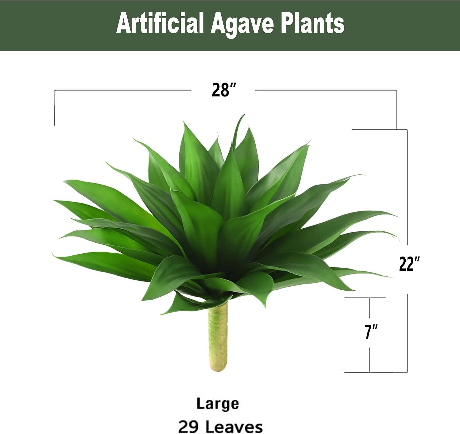 Artificial Agave Plants-Set of 2 Large Fake Agave for Outdoors,28Inch